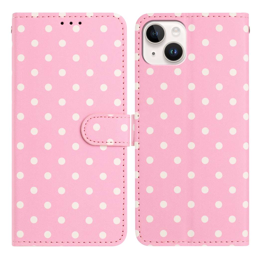 Til iPhone 13 mini læderetui, prikket mønster, pung, stander, folio-telefoncover