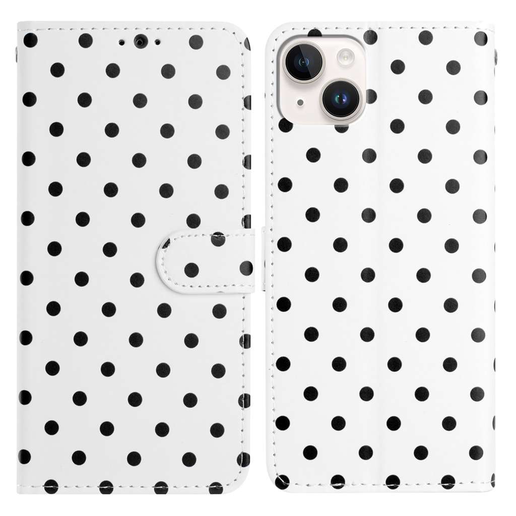 Til iPhone 13 mini læderetui, prikket mønster, pung, stander, folio-telefoncover
