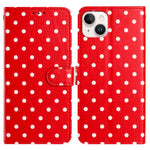 Til iPhone 13 mini læderetui, prikket mønster, pung, stander, folio-telefoncover