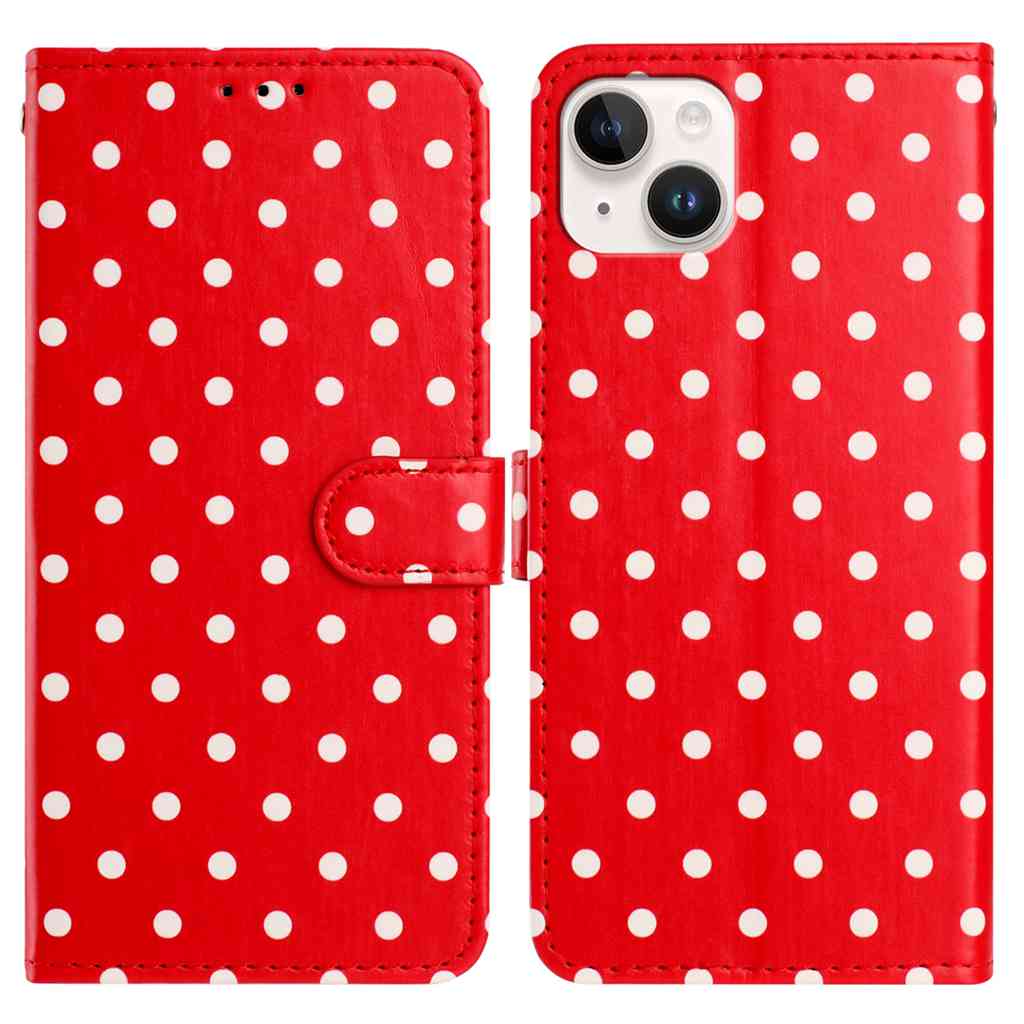 Til iPhone 13 mini læderetui, prikket mønster, pung, stander, folio-telefoncover