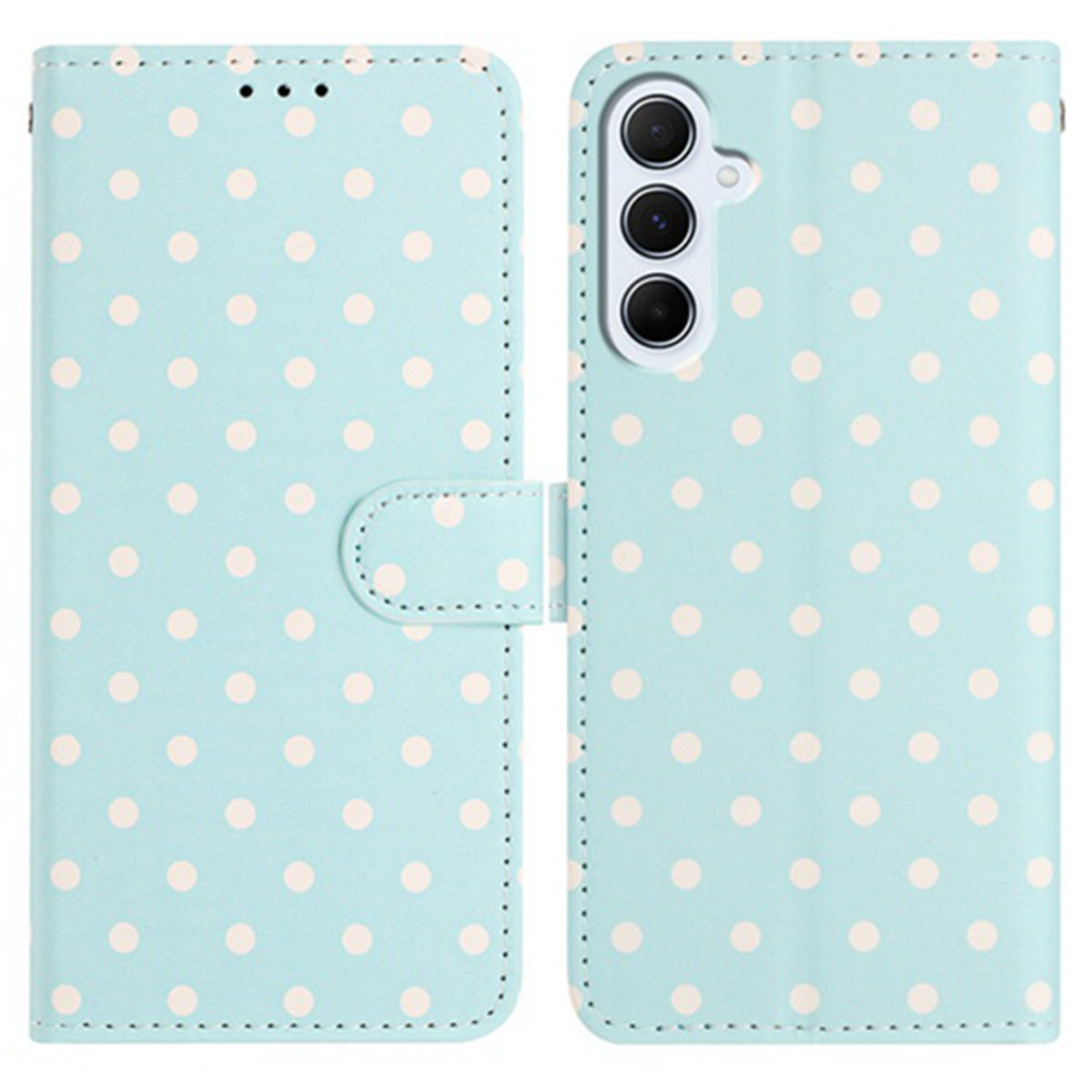 Til Samsung Galaxy A25 5G (Global) (161mm) læderetui, prikket mønster, pung, stander, folio telefoncover