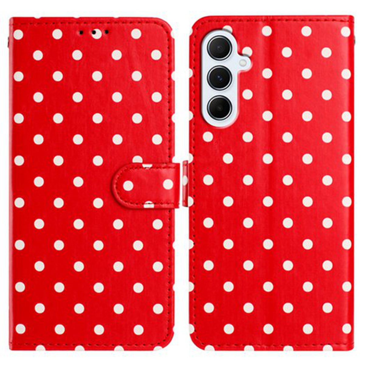 Til Samsung Galaxy A25 5G (Global) (161mm) læderetui, prikket mønster, pung, stander, folio telefoncover