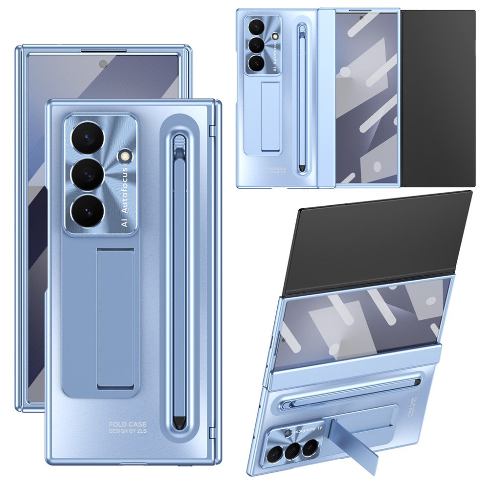 Samsung Galaxy Z TriFold 5G-skal, stativ, gångjärn, PC-mobilskal med härdat glas, stylus