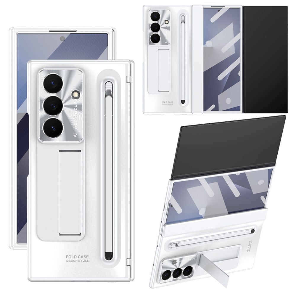 Samsung Galaxy Z TriFold 5G-skal, stativ, gångjärn, PC-mobilskal med härdat glas, stylus