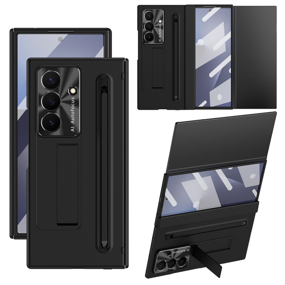 For Samsung Galaxy Z TriFold 5G Case Kickstand PC Cell Phone Cover with Tempered Glass Film and Stylus Pen