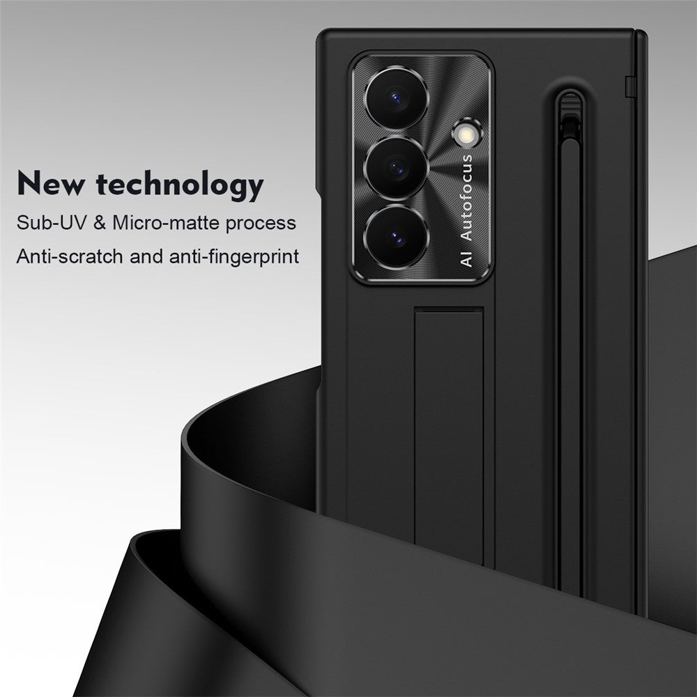 For Samsung Galaxy Z TriFold 5G Case Kickstand PC Cell Phone Cover with Tempered Glass Film and Stylus Pen