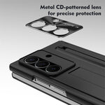 For Samsung Galaxy Z TriFold 5G Case Kickstand PC Cell Phone Cover with Tempered Glass Film and Stylus Pen