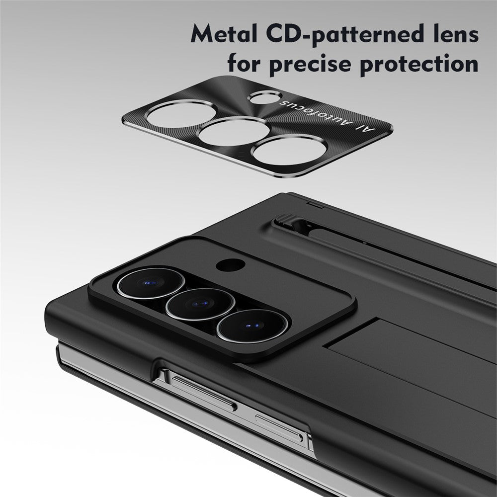 For Samsung Galaxy Z TriFold 5G Case Kickstand PC Cell Phone Cover with Tempered Glass Film and Stylus Pen