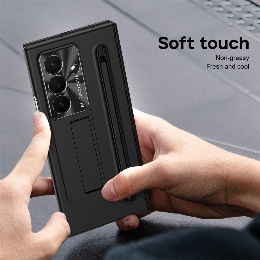 For Samsung Galaxy Z TriFold 5G Case Kickstand PC Cell Phone Cover with Tempered Glass Film and Stylus Pen