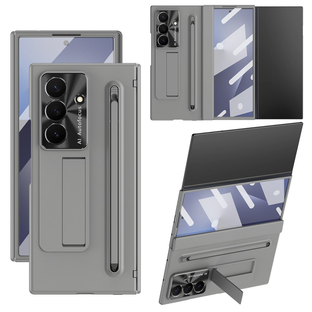 For Samsung Galaxy Z TriFold 5G Case Kickstand PC Cell Phone Cover with Tempered Glass Film and Stylus Pen