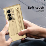 Samsung Galaxy Z TriFold 5G-cover med stativ, læder-PC-cover med hærdet glas og stylus