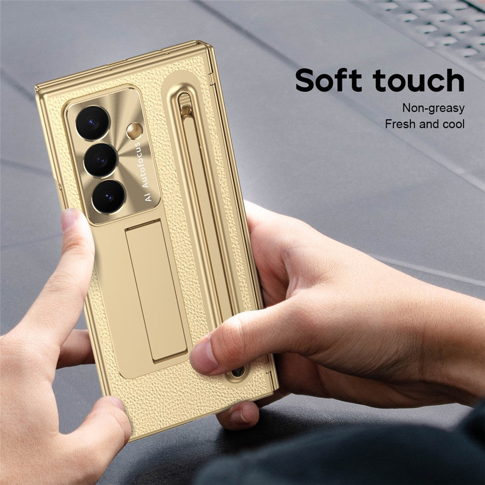 Samsung Galaxy Z TriFold 5G-cover med stativ, læder-PC-cover med hærdet glas og stylus