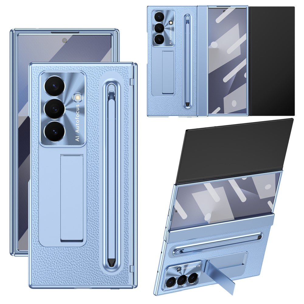Samsung Galaxy Z TriFold 5G-cover med stativ, læder-PC-cover med hærdet glas og stylus