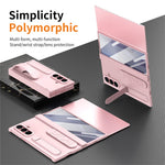 For Samsung Galaxy Z TriFold 5G Case Kickstand Wristband PC Phone Cover with Tempered Glass Film