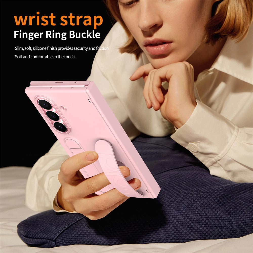 For Samsung Galaxy Z TriFold 5G Case Kickstand Wristband PC Phone Cover with Tempered Glass Film