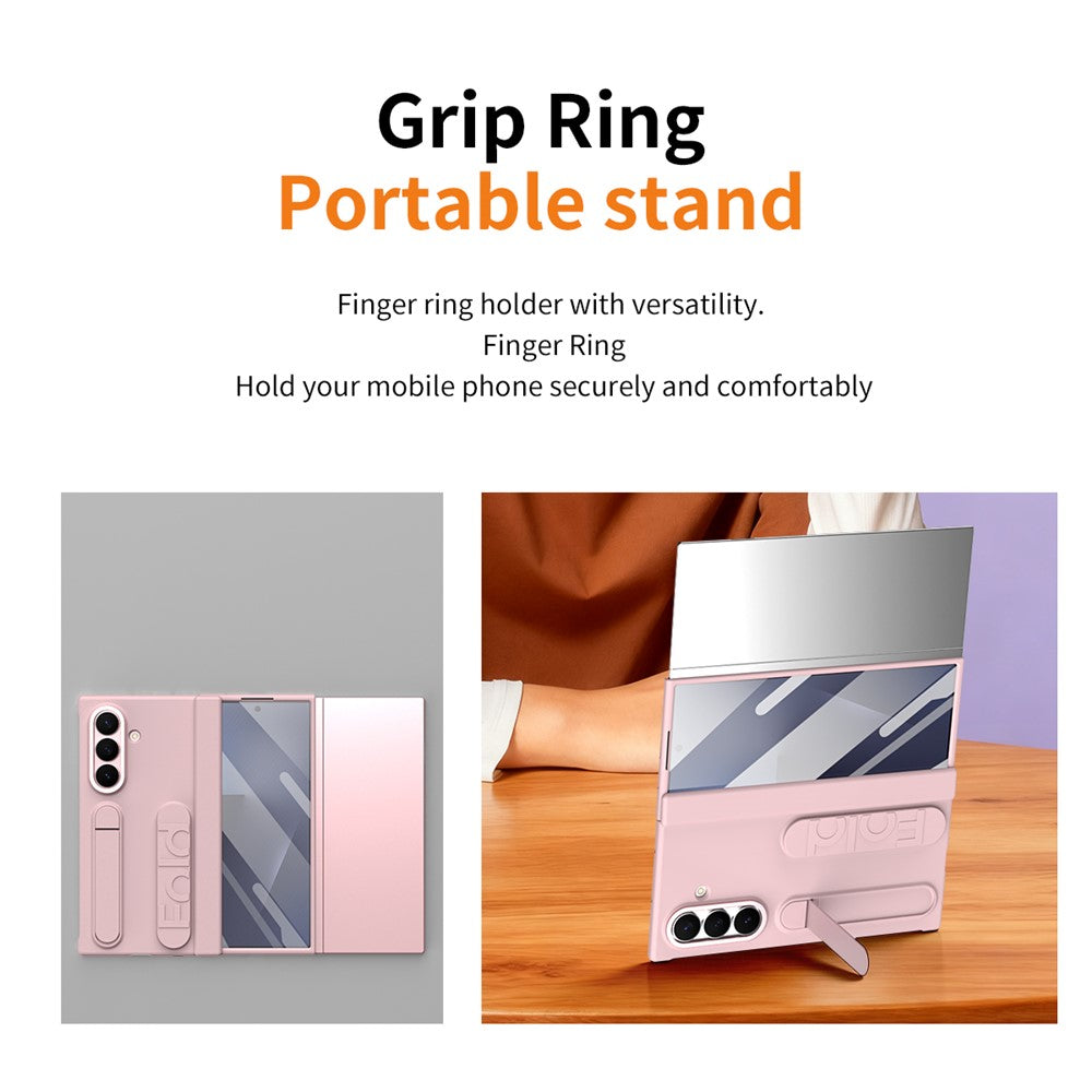 For Samsung Galaxy Z TriFold 5G Case Kickstand Wristband PC Phone Cover with Tempered Glass Film
