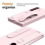 For Samsung Galaxy Z TriFold 5G Case Kickstand Wristband PC Phone Cover with Tempered Glass Film