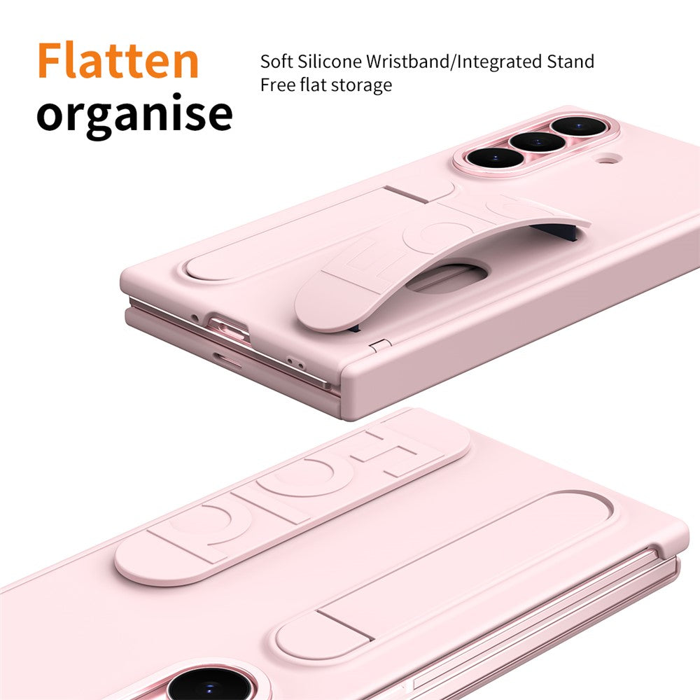 For Samsung Galaxy Z TriFold 5G Case Kickstand Wristband PC Phone Cover with Tempered Glass Film