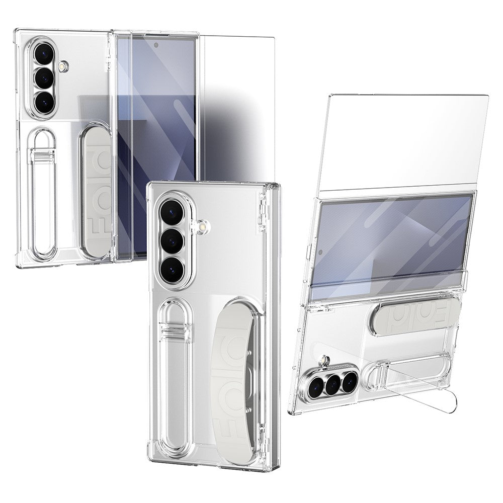For Samsung Galaxy Z TriFold 5G Case Kickstand Wristband PC Phone Cover with Tempered Glass Film