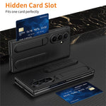 For Samsung Galaxy Z TriFold 5G Case Card Slot Kickstand Wristband Hard PC Phone Cover with Tempered Glass Film