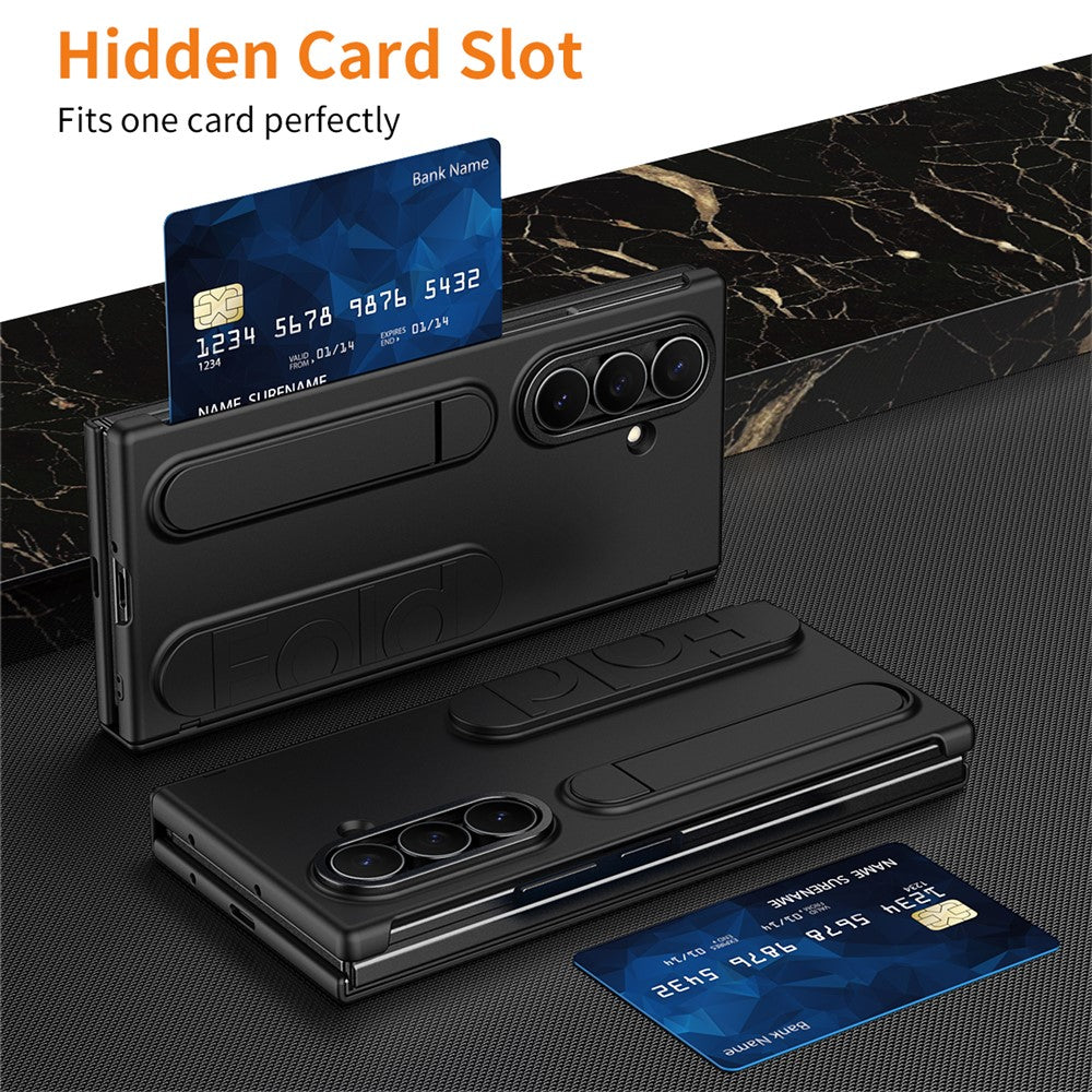 For Samsung Galaxy Z TriFold 5G Case Card Slot Kickstand Wristband Hard PC Phone Cover with Tempered Glass Film