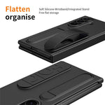 For Samsung Galaxy Z TriFold 5G Case Card Slot Kickstand Wristband Hard PC Phone Cover with Tempered Glass Film