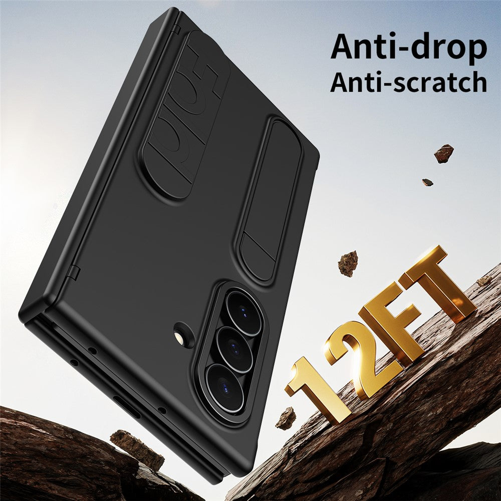 For Samsung Galaxy Z TriFold 5G Case Card Slot Kickstand Wristband Hard PC Phone Cover with Tempered Glass Film