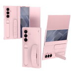 For Samsung Galaxy Z TriFold 5G Case Card Slot Kickstand Wristband Hard PC Phone Cover with Tempered Glass Film