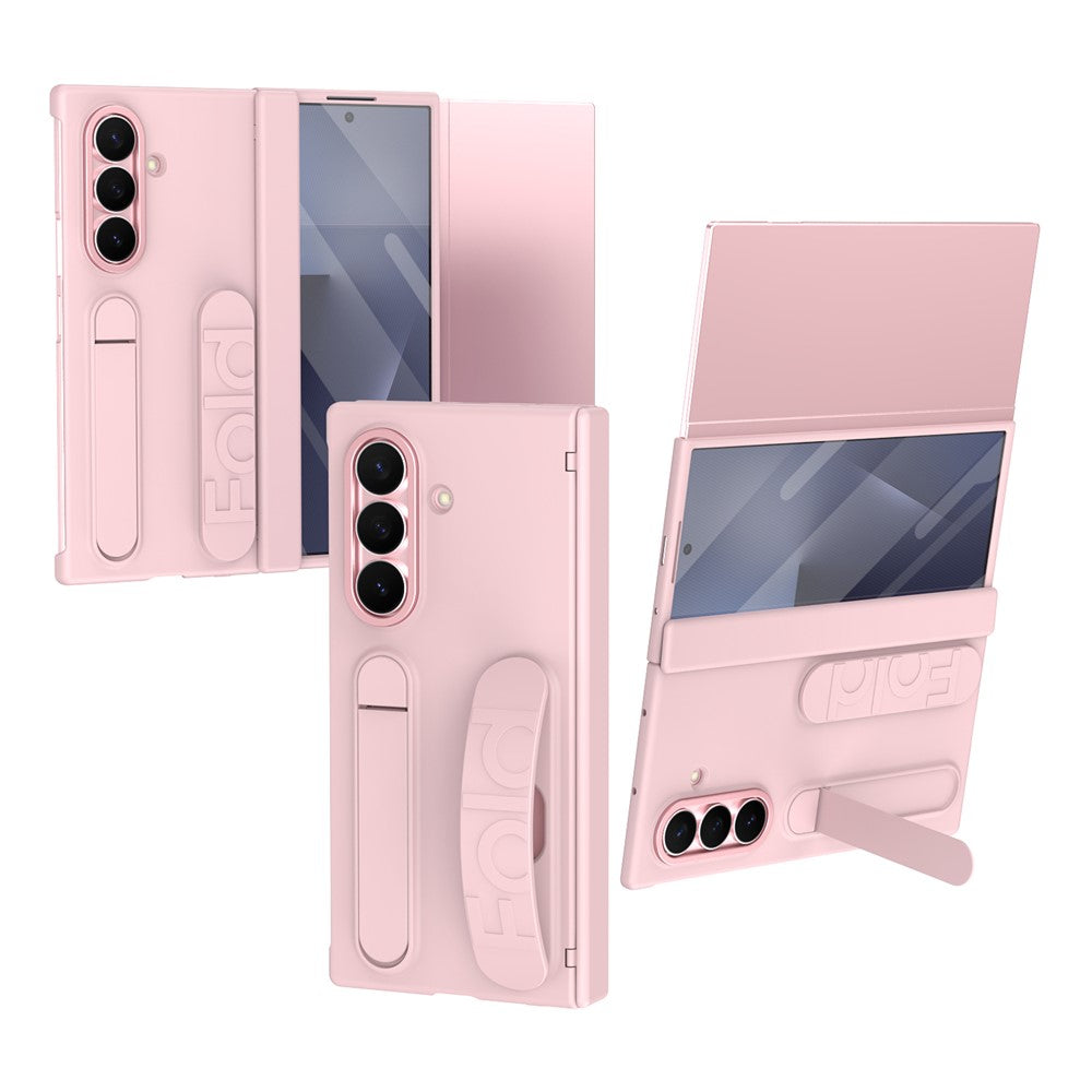 For Samsung Galaxy Z TriFold 5G Case Card Slot Kickstand Wristband Hard PC Phone Cover with Tempered Glass Film