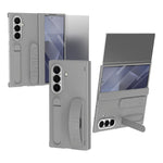 For Samsung Galaxy Z TriFold 5G Case Card Slot Kickstand Wristband Hard PC Phone Cover with Tempered Glass Film