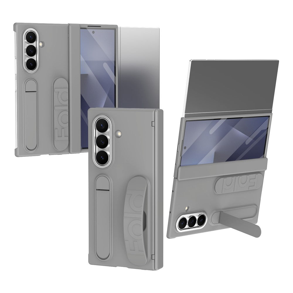 For Samsung Galaxy Z TriFold 5G Case Card Slot Kickstand Wristband Hard PC Phone Cover with Tempered Glass Film