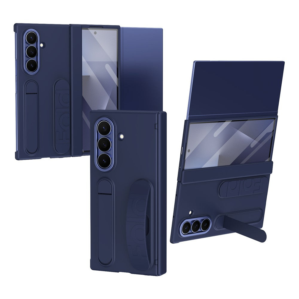 For Samsung Galaxy Z TriFold 5G Case Card Slot Kickstand Wristband Hard PC Phone Cover with Tempered Glass Film