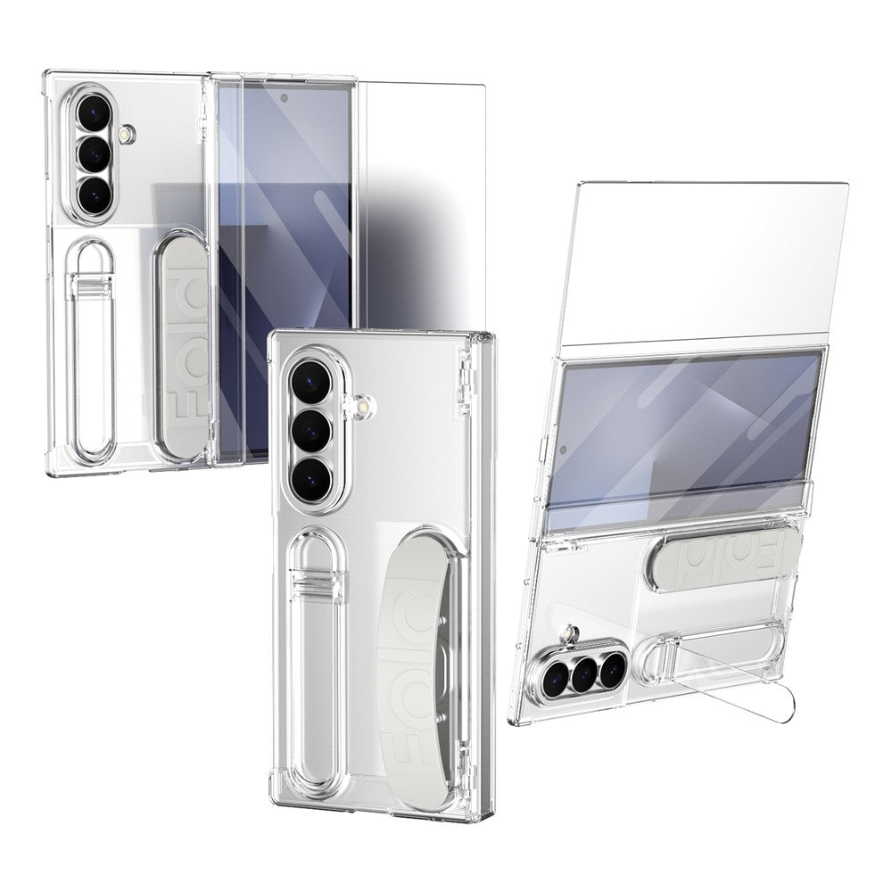 For Samsung Galaxy Z TriFold 5G Case Card Slot Kickstand Wristband Hard PC Phone Cover with Tempered Glass Film