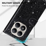 Stand Case For Xiaomi Redmi Note 15 5G (Global)  /  15 4G (Global)  /  Poco M8 5G Glitter Phone Leather Cover Zipper Pocket