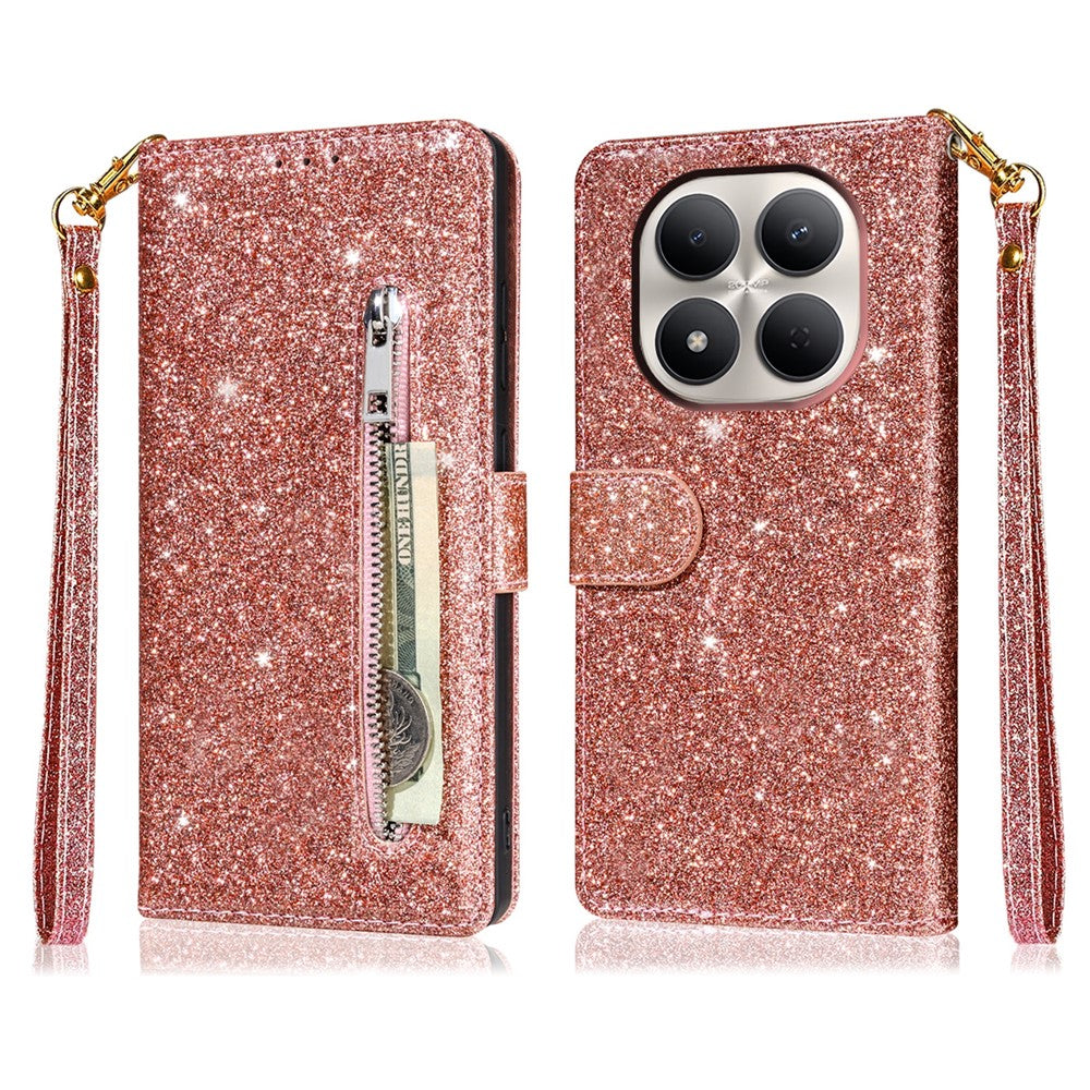 For Xiaomi Redmi Note 15 Pro 5G (Global) Stand Case Glitter Phone Leather Cover Zipper Pocket