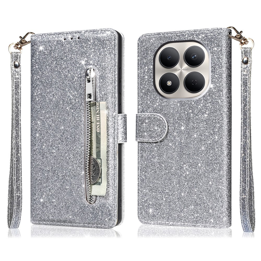 For Xiaomi Redmi Note 15 Pro 5G (Global) Stand Case Glitter Phone Leather Cover Zipper Pocket
