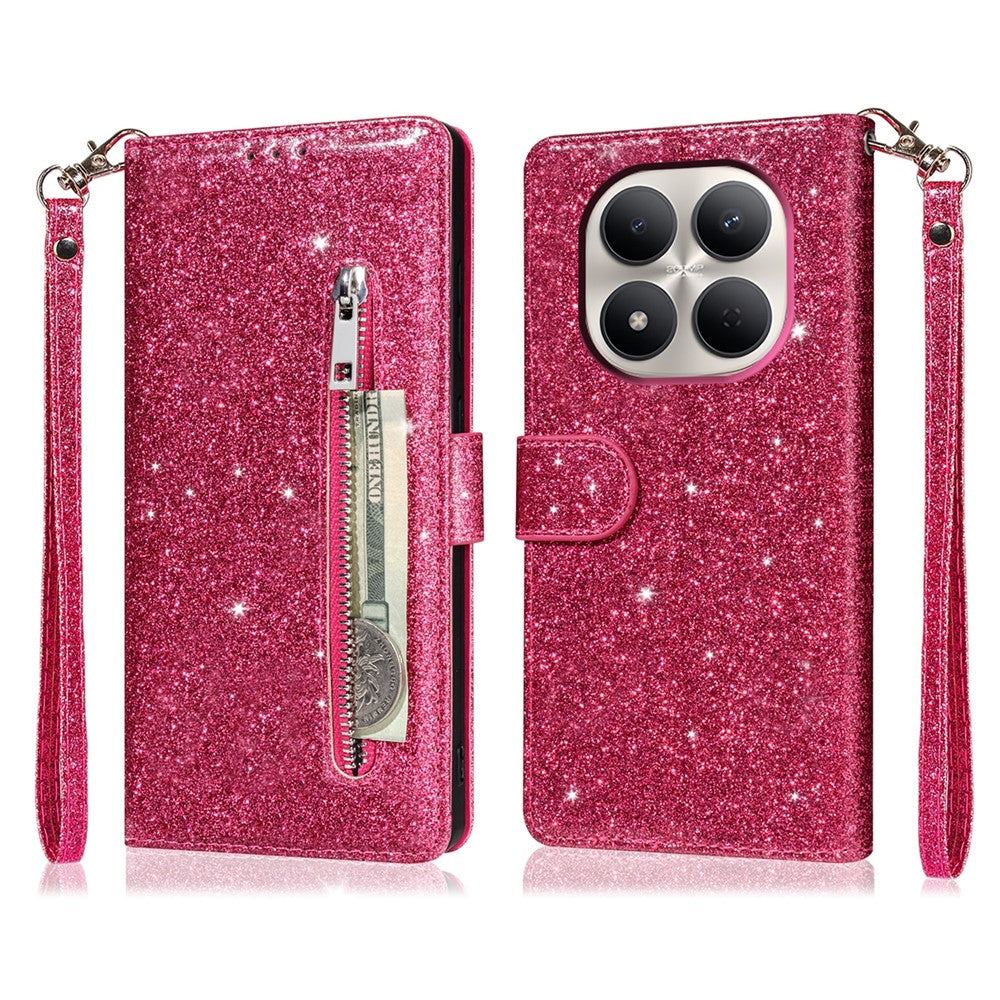 For Xiaomi Redmi Note 15 Pro 5G (Global) Stand Case Glitter Phone Leather Cover Zipper Pocket