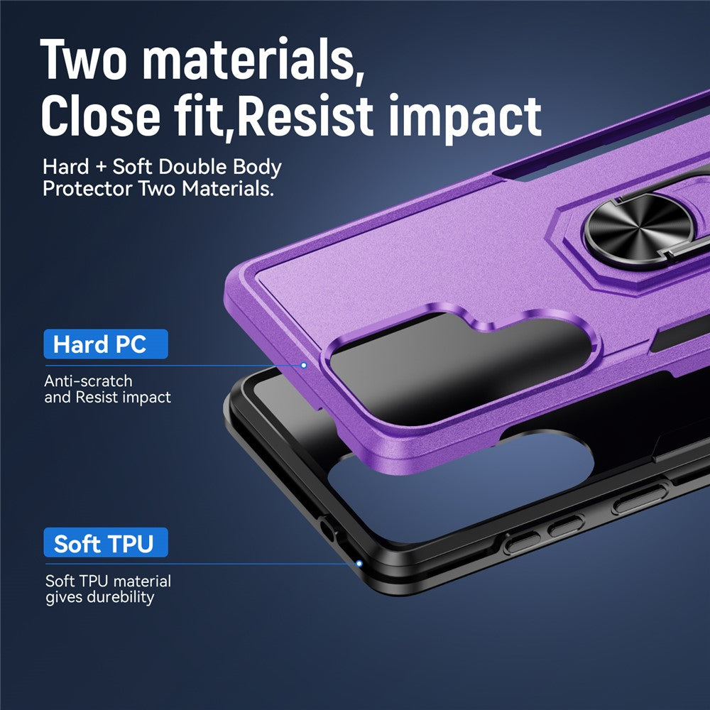 Samsung Galaxy S26 Ultra-cover med ringstøtte i militærkvalitet, PC + TPU-mobilcover