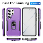 Samsung Galaxy S26 Ultra-cover med ringstøtte i militærkvalitet, PC + TPU-mobilcover