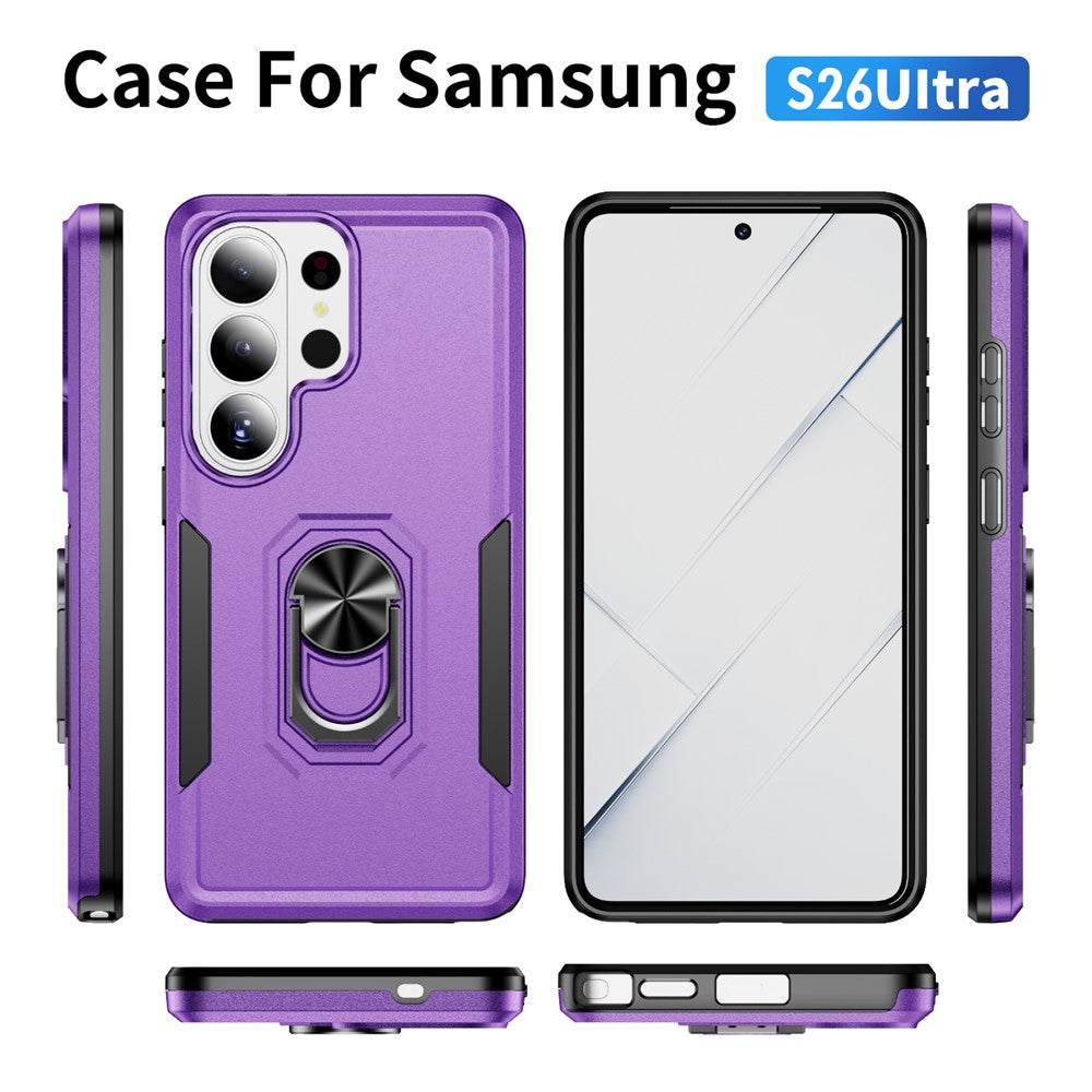 Samsung Galaxy S26 Ultra-cover med ringstøtte i militærkvalitet, PC + TPU-mobilcover