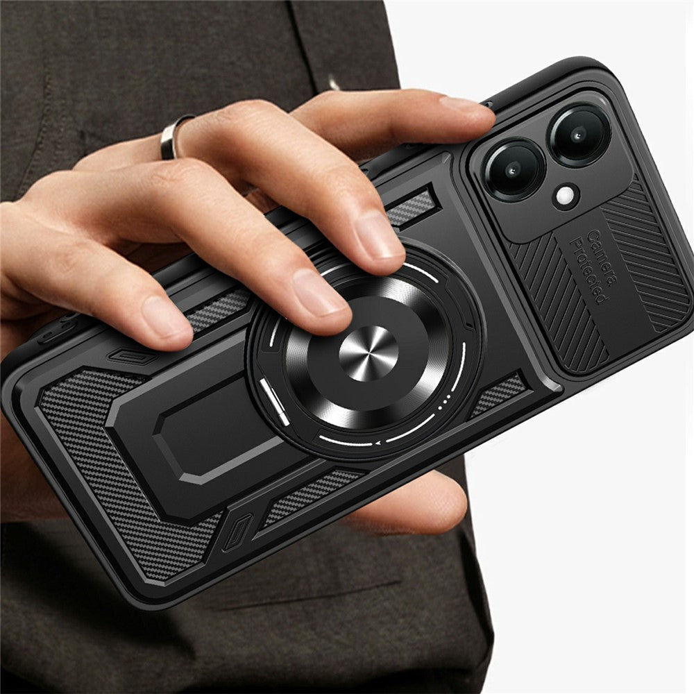 Til Samsung Galaxy A08 5G / A08 4G / A07 4G magnetisk cover roterende støttefod TPU + PC telefoncover