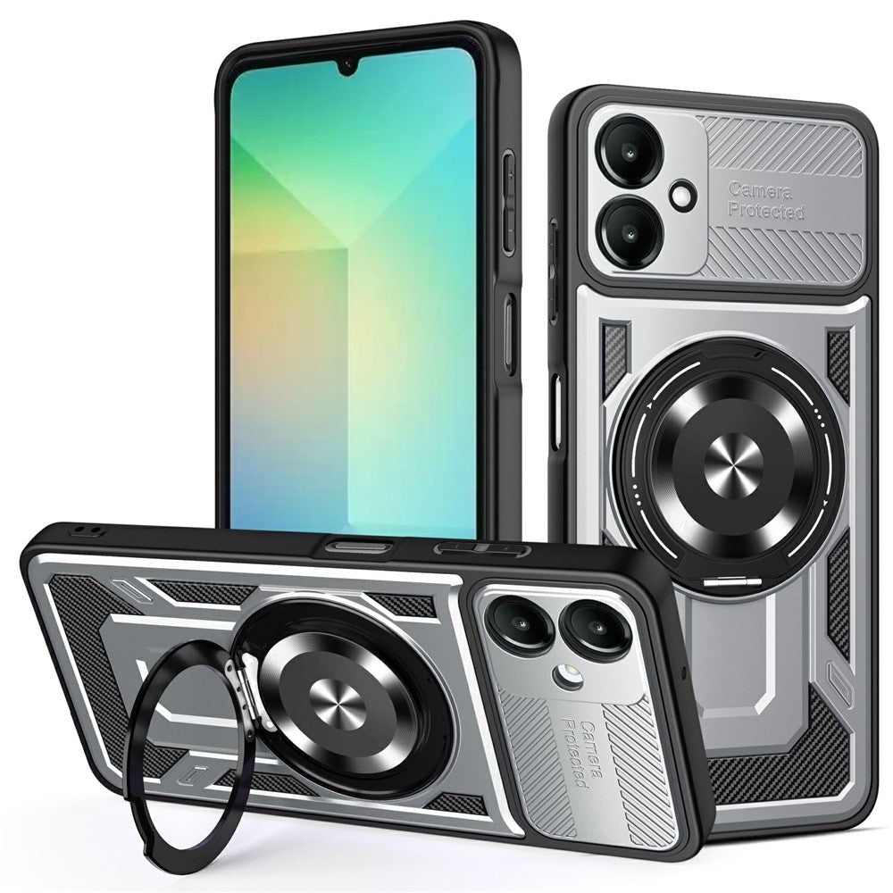 Til Samsung Galaxy A08 5G / A08 4G / A07 4G magnetisk cover roterende støttefod TPU + PC telefoncover