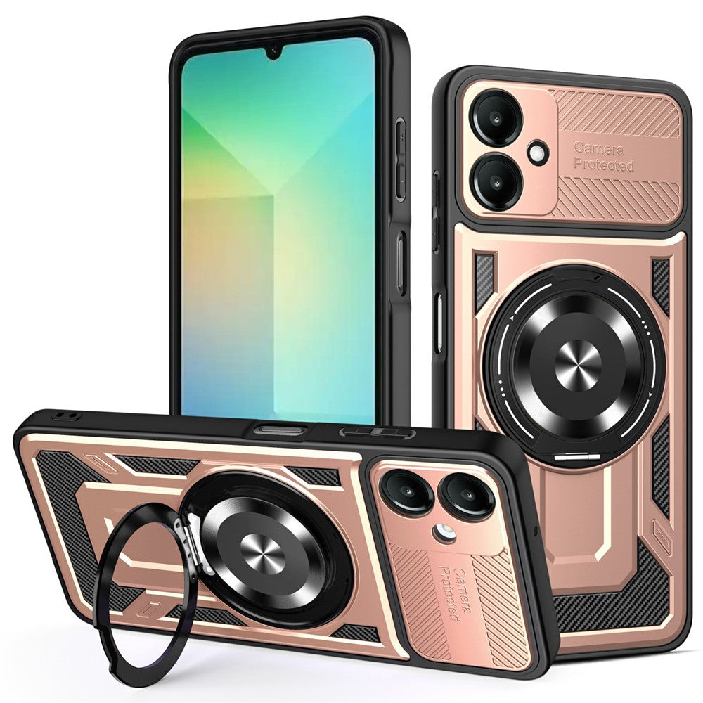 Til Samsung Galaxy A08 5G / A08 4G / A07 4G magnetisk cover roterende støttefod TPU + PC telefoncover