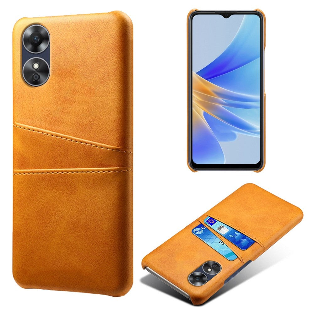 For Oppo A17 4G / A17k 4G Cell Phone Case Dual Card Slots Anti-scratch PU Leather Coated Hard PC Shock Resistant Phone Cover