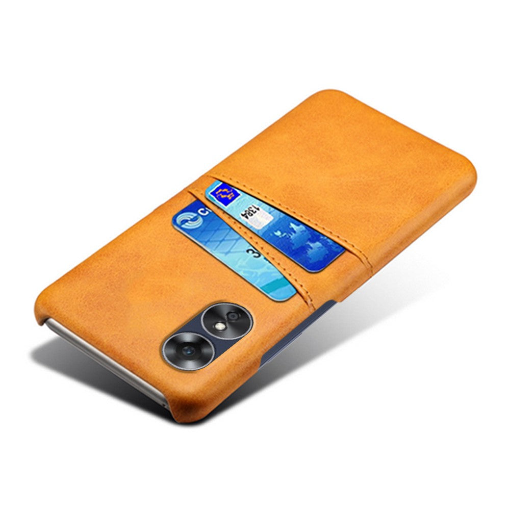 For Oppo A17 4G / A17k 4G Cell Phone Case Dual Card Slots Anti-scratch PU Leather Coated Hard PC Shock Resistant Phone Cover