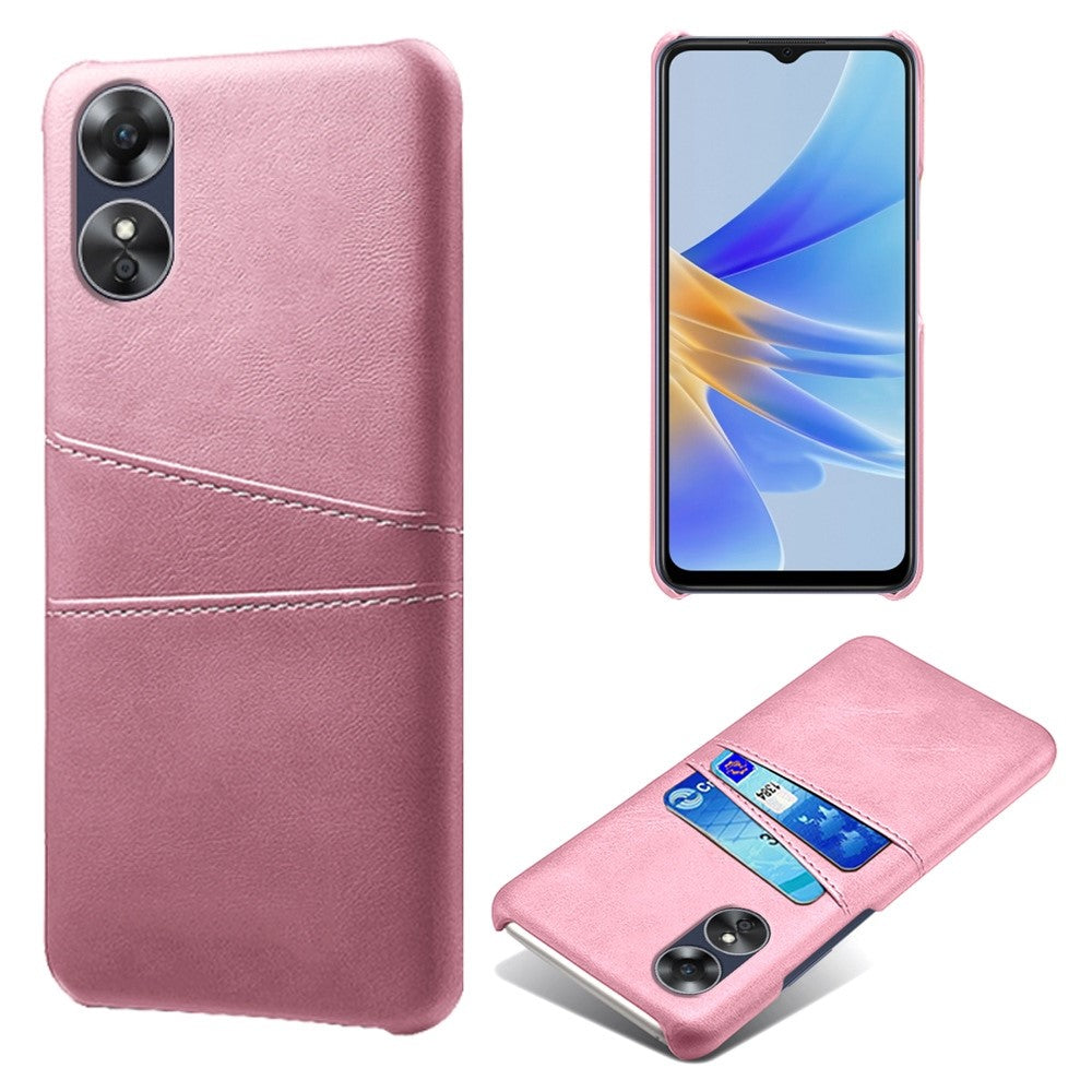 For Oppo A17 4G / A17k 4G Cell Phone Case Dual Card Slots Anti-scratch PU Leather Coated Hard PC Shock Resistant Phone Cover