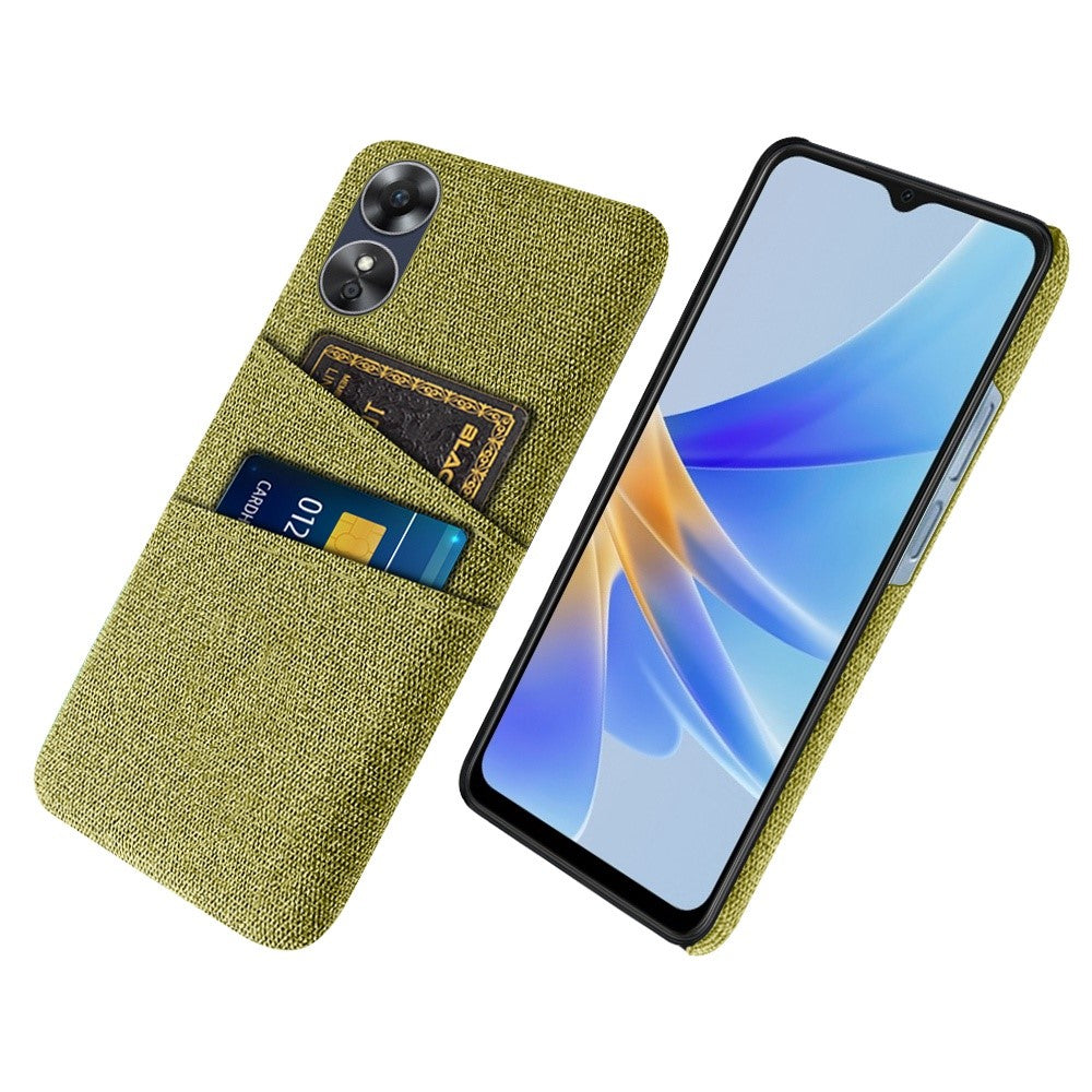 Phone Case for Oppo A17 4G / A17k 4G, Convenient Dual Card Slots Anti-scratch Cloth Coated Hard PC Protective Cover
