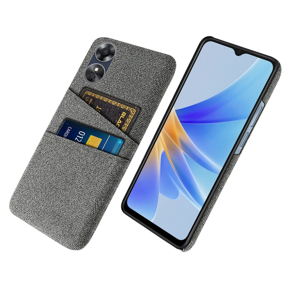 Phone Case for Oppo A17 4G / A17k 4G, Convenient Dual Card Slots Anti-scratch Cloth Coated Hard PC Protective Cover