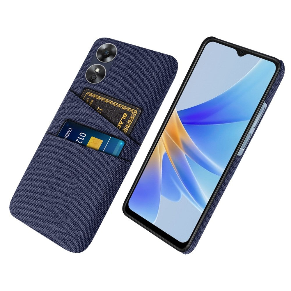 Phone Case for Oppo A17 4G / A17k 4G, Convenient Dual Card Slots Anti-scratch Cloth Coated Hard PC Protective Cover