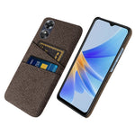 Phone Case for Oppo A17 4G / A17k 4G, Convenient Dual Card Slots Anti-scratch Cloth Coated Hard PC Protective Cover